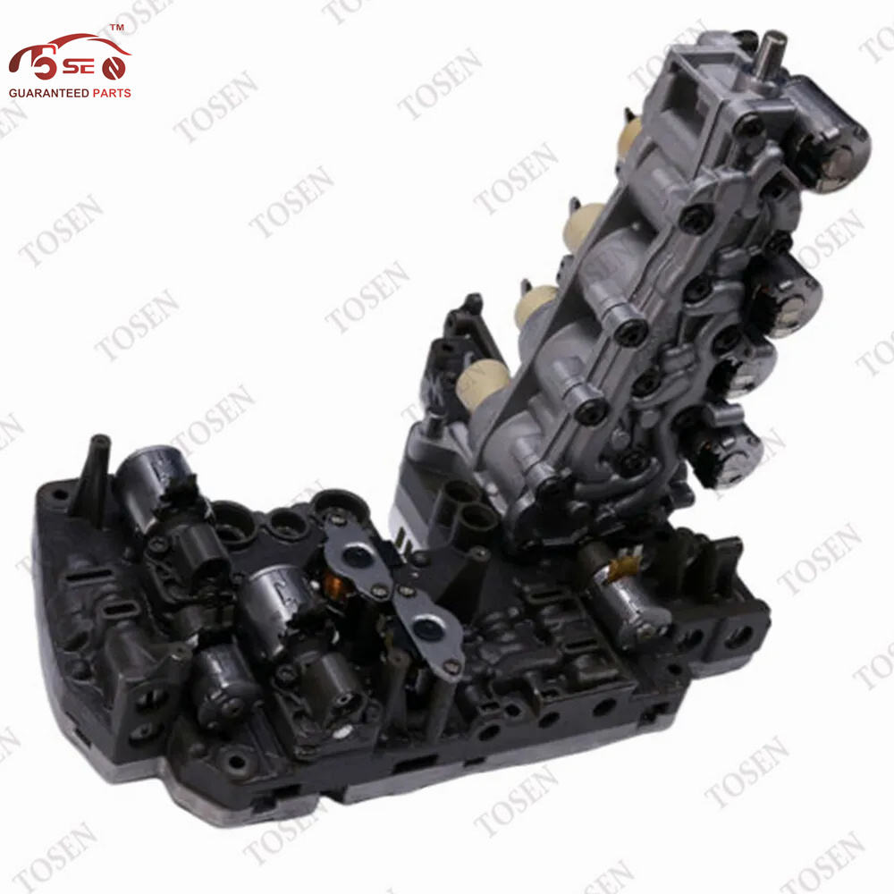 DL501 0B5 valve body hydraulic plate and solenoids close up
